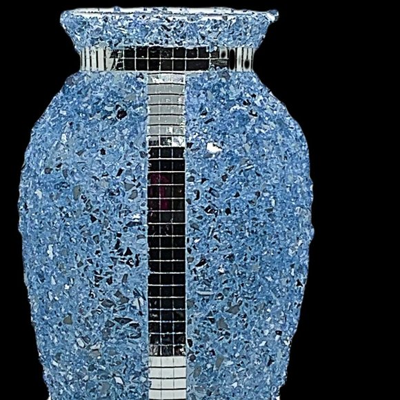 Beautiful Blue and Silver Glass Vase - Picture 3 of 10